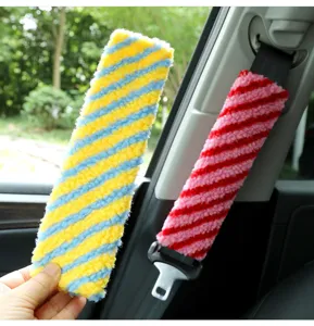 Fluffy lamb wool car seat belt shoulder pads soft dopamine striped protective cover interior accessories