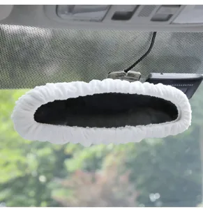 Copertura per specchietto retrovisore auto in morbido peluche accessorio interno bianco