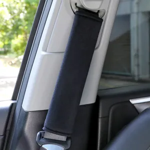 Soft black plush car seatbelt shoulder pad comfortable anti chafing auto safety belt cover