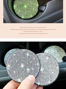 Glitzernder Strass-Auto-Getränkehalter-Untersetzer Detail, rutschfeste Silikonbasis Auto-Dekor.