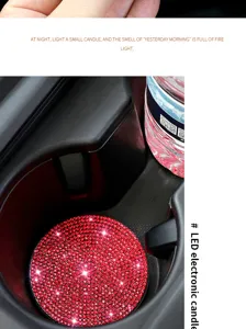 Strass Auto Tasse Untersetzer Auto rutschfeste dekorative rote Kristallmatte für Auto