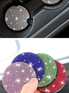 Detailansicht glitzernder Strass Auto Tassenhalter Untersetzer in verschiedenen Farben rutschfest