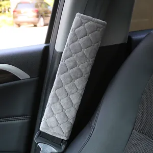 Plush car seat belt shoulder pad, soft comfortable diamond pattern strap cover main view