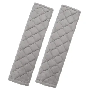 Plush car seat belt shoulder pads soft comfortable quilted seatbelt cover grey 2pcs