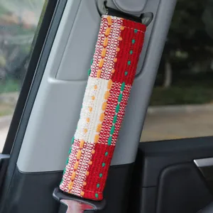 Car Seat Belt Shoulder Cover Universal Fabric Tweed Anti-Strangle Protective Pad Chic Interior Decorative Accessories