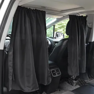 Zwarte auto privacy gordijn om te slapen, voor- en achterkant scheiding zonnescherm.