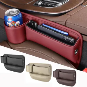 Car Seat Gap Organizer PU Leather Multifunctional Storage Box With Cup Holder Universal Car Interior Accessories