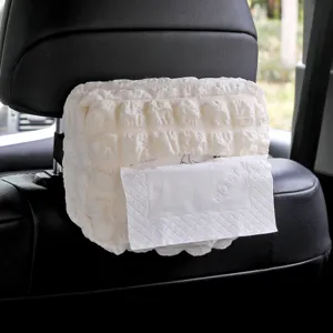 Scatola di Fazzoletti per Auto in Tessuto Puff Supporto Sospeso Morbido Plissettato Scatola Bracciolo Borsa di Conservazione