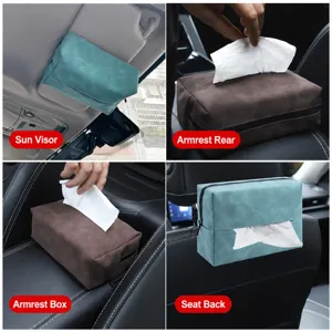 Auto tissue box houder kunstleer suède multifunctionele auto servetten opbergdoos etui