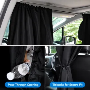 Auto privacygordijn voor voor- en achterstoelen, zwarte zonnescherm scheidingswand.