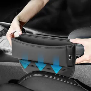 Car seat gap organizer black leather storage box console catcher pocket car accessories