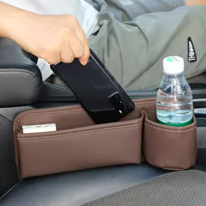 Car seat gap organizer storage box leather console side pocket cup holder accessories