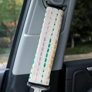 Car seat belt cover fabric embroidered strap shoulder pad soft car interior accessory