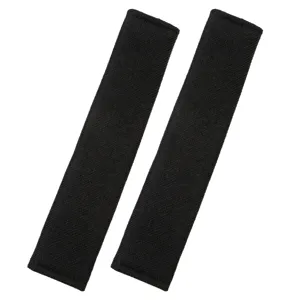 Comfortable black car seat belt shoulder pads, protective vehicle safety belt covers.