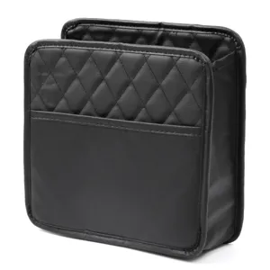 Organizador de asiento de coche de piel sintética negra con patrón acolchado para maletero.
