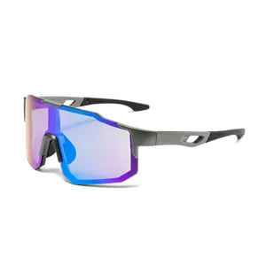 Occhiali da sole per ciclismo all'aperto con lenti riflettenti antivento colorate monopezzo.
