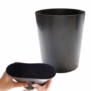 Detail view of black flexible car trash can inner bucket, compression resistant PP material.