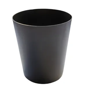 Close-up of black plastic car trash can inner barrel, durable PP material, smooth wall detail.
