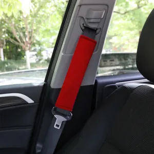 Red plush car seat belt cover soft shoulder pad universal auto interior accessory
