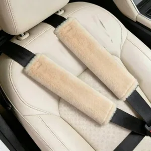 Faux rabbit fur car seat belt cover soft plush shoulder pad for driving comfort accessory