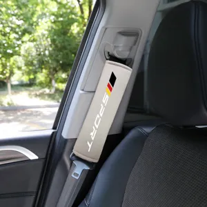 Universal car seatbelt shoulder pad velvet soft anti-chafing protective cover beige sport