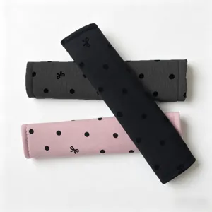 Soft polka dot bow car seat belt shoulder pads, comfortable universal auto interior accessories.