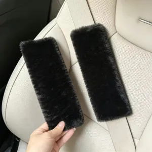 Faux rabbit fur seat belt shoulder pads soft plush car seat belt covers comfort shoulder protection