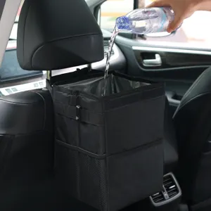 Car trash can waterproof oxford cloth hanging collapsible garbage bin for back seat