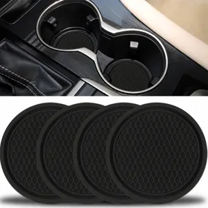 Car Cup Holder Coaster PVC Anti Slip Mat Waterproof Automotive Interior Accessories Honeycomb Checkered Design
