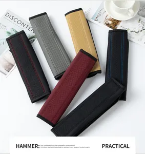 Car seat belt shoulder pads leather embossed protective covers universal auto accessories.