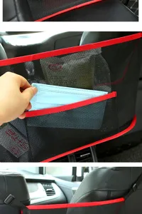 Auto stoel net organizer opbergtas tussen stoelen barrière zak zwart rood accessoire