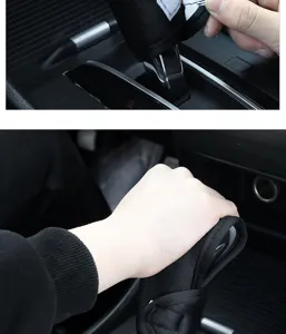 Universal car shift knob cover black fabric interior protective accessory for vehicles.