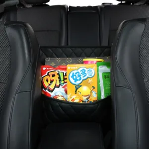 Organizador de asiento de carro bolsa de almacenamiento de malla colgante entre asientos.