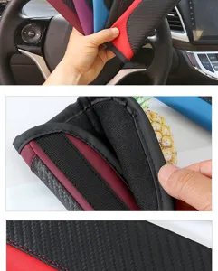Carbon fiber leather car seatbelt shoulder pads, colorful sports style, comfortable protective cover.