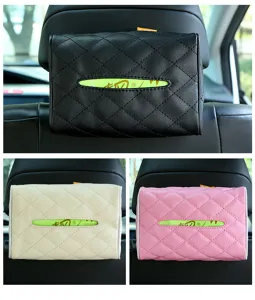 Car tissue box leather hanging back seat holder automotive storage organizer accessory