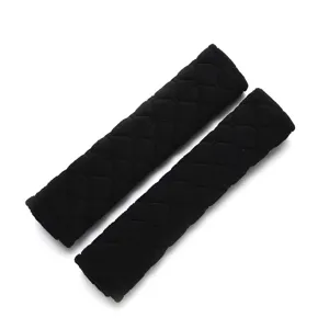Black plush car seat belt shoulder pads soft comfortable protective safety covers 2pcs