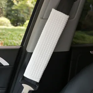 White diamond pattern car seat belt cover soft comfortable shoulder protection pad