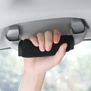 Universal car roof grab handle protective cover, soft black interior hand protection cover.
