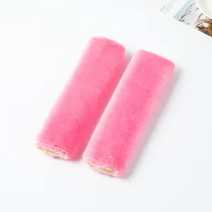 Pink Faux Rabbit Fur Car Seat Belt Shoulder Pads Fluffy Soft Plush Strap Covers 2Pcs