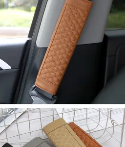 Car seat belt shoulder pad PU leather quilted soft protective cover for auto interior accessories