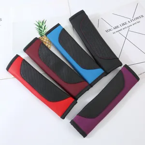 Car seat belt shoulder pads, carbon fiber leather universal auto safety belt covers.