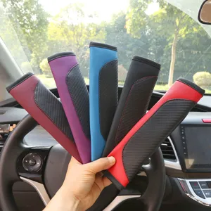 Leather Carbon Fiber Car Seat Belt Cover Shoulder Pad Multi-Color Variant Main Display