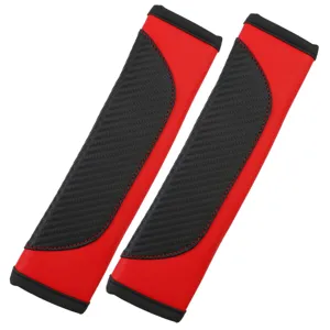 Car seat belt shoulder pads red black carbon fiber pattern universal auto safety belt cover