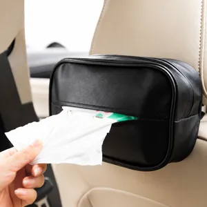 Caja de Pañuelos para Coche de Cuero Visera Solar Reposabrazos Colgante Organizador de Almacenamiento Multifuncional Accesorios Interiores de Coche