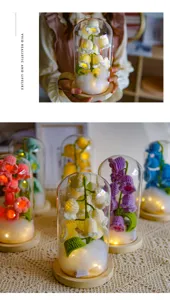 Handmade crochet lily of the valley night light glass dome warm home decor cute gift