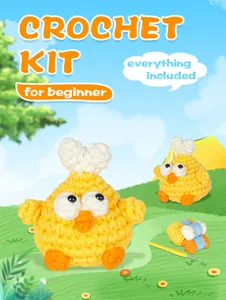 Kit uncinetto principianti per adorabile bambola pulcino fai da te filato dettagli progetto.