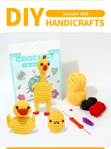 Kit de ganchillo DIY para pollo gritón lindo y muñeca de pato con hilo y herramientas.
