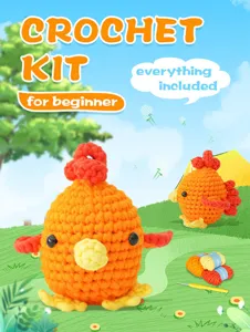 Kit fai da te per giocattolo tacchino all'uncinetto per principianti con filati e ganci.
