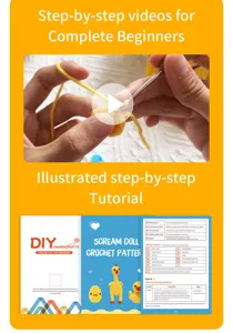 Kit de ganchillo tutorial en vídeo paso a paso y detalles del manual para principiantes.