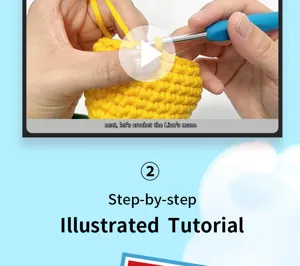 DIY κιτ βελονάκι βήμα προς βήμα εικονογραφημένο σεμινάριο εικόνα που δείχνει έργο νήματος.